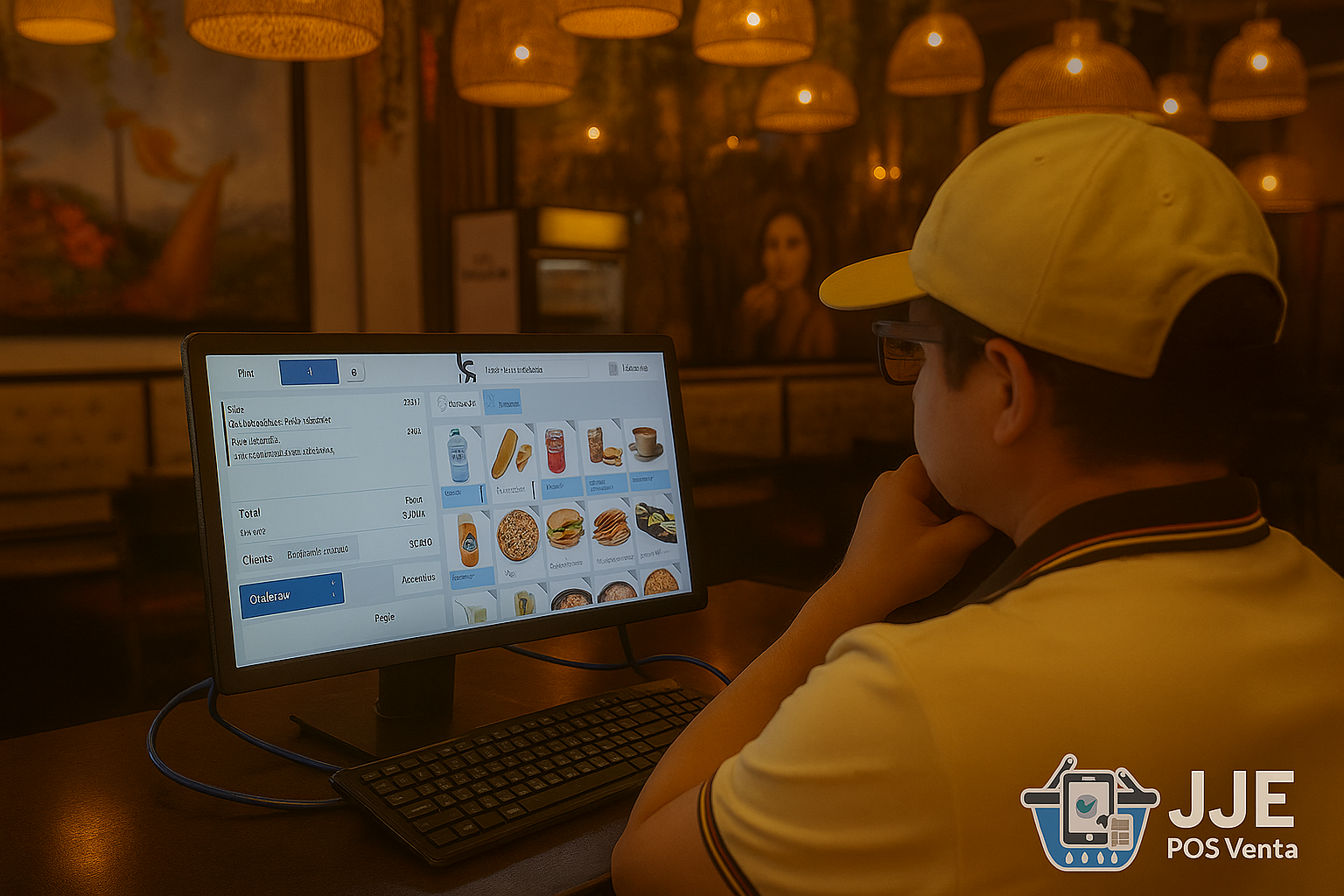 Interfaz del sistema JJE POS Venta operando en caja